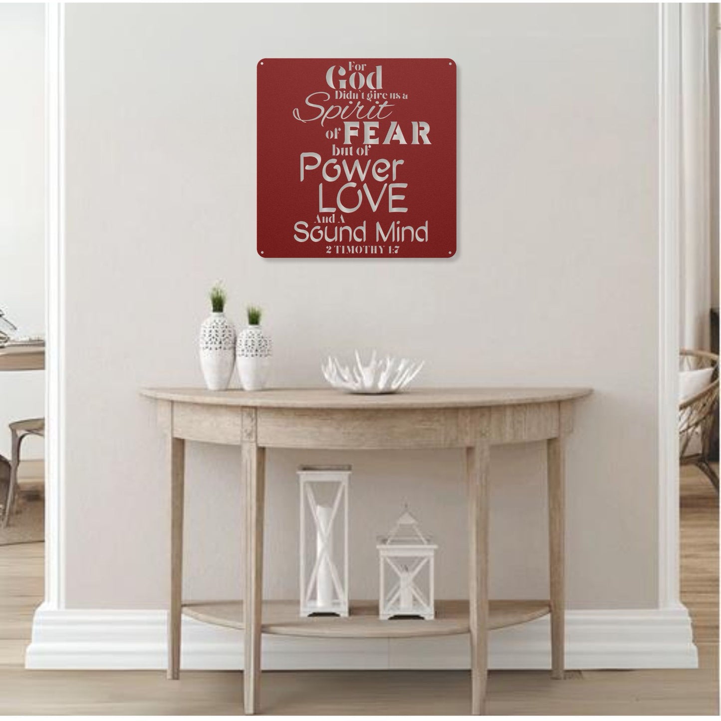 Fearless Strength 2 Timothy 1:7 Metal Wall Art