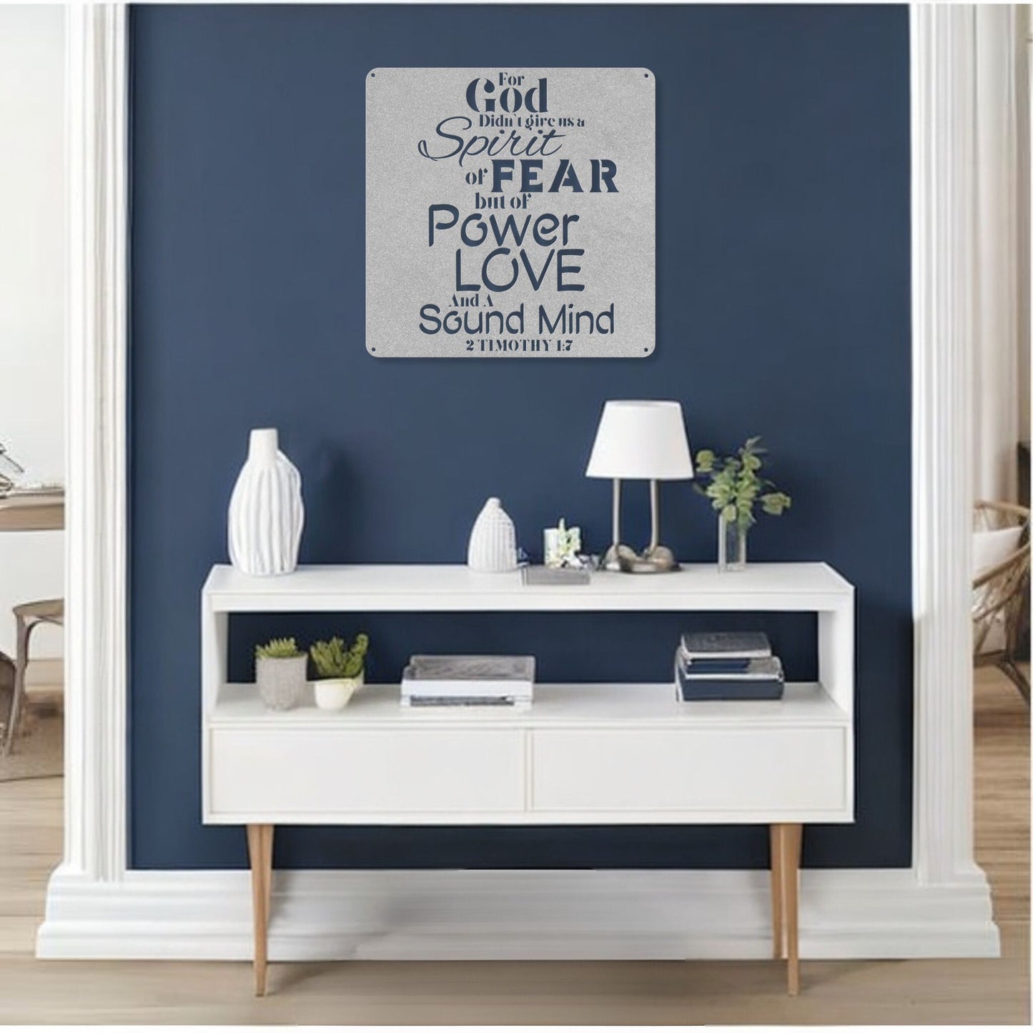 Fearless Strength 2 Timothy 1:7 Metal Wall Art