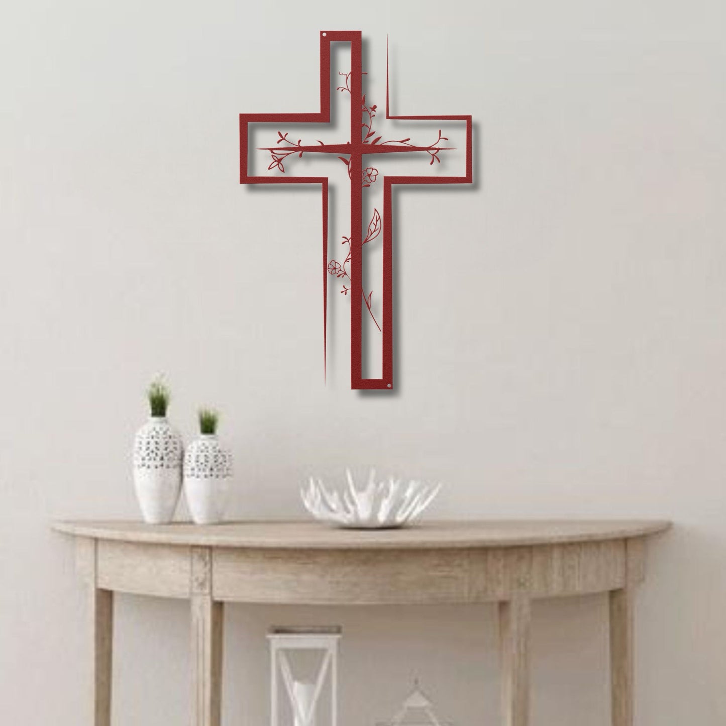 Floral Cross Metal Wall Art