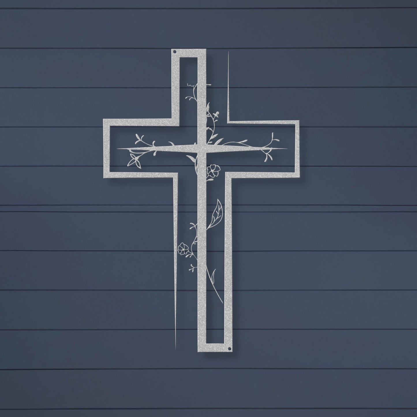 Floral Cross Metal Wall Art