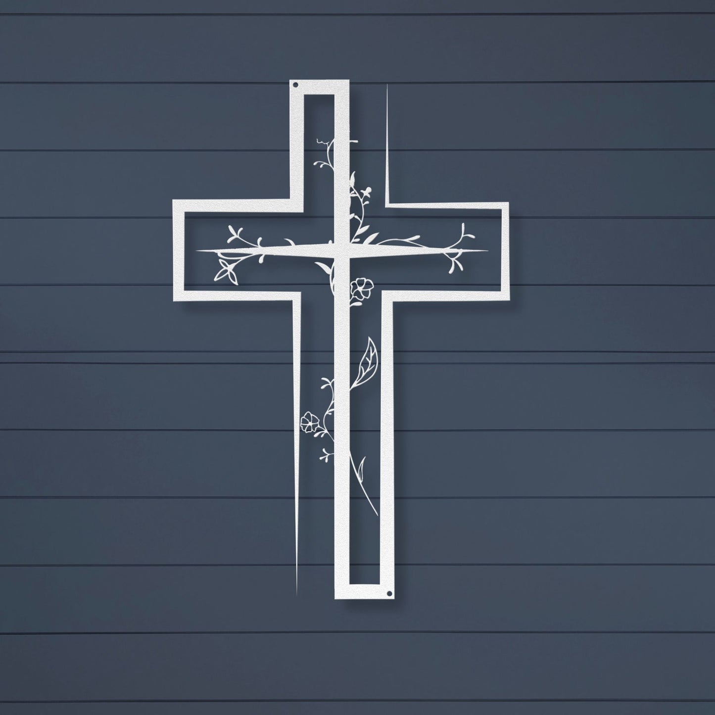 Floral Cross Metal Wall Art