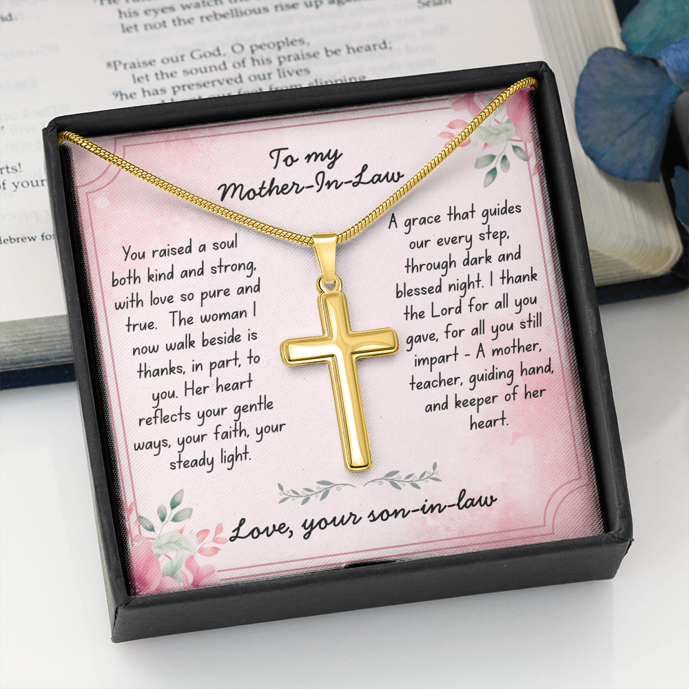 To My Mother-In-Law - With Grace - Artisan Cross Necklace