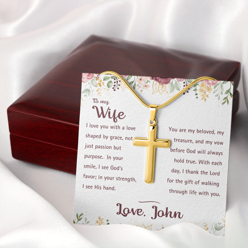To My Wife - God's Favor - Artisan Cross Necklace 4