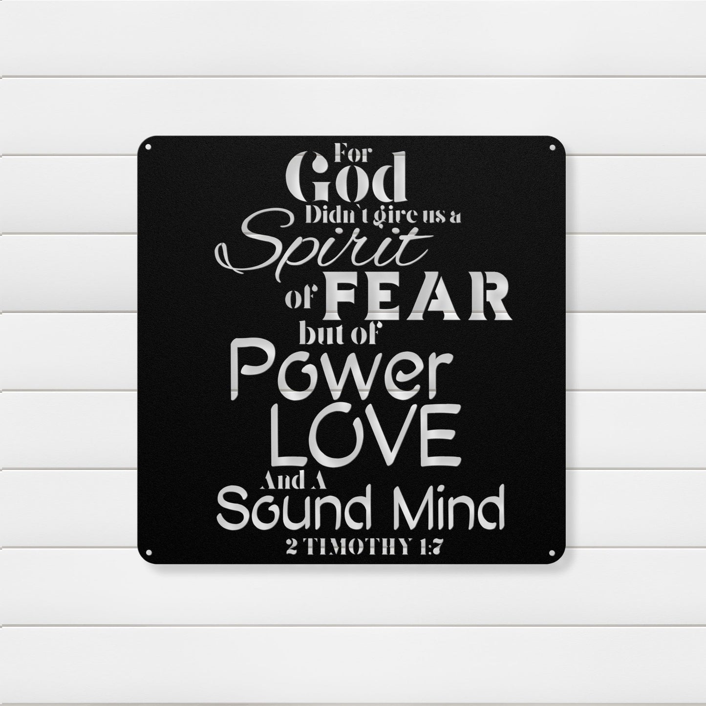 Fearless Strength 2 Timothy 1:7 Metal Wall Art