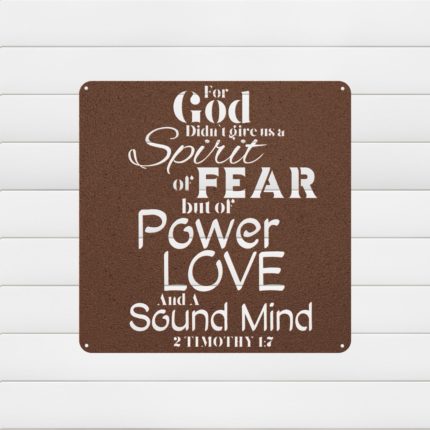 Fearless Strength 2 Timothy 1:7 Metal Wall Art