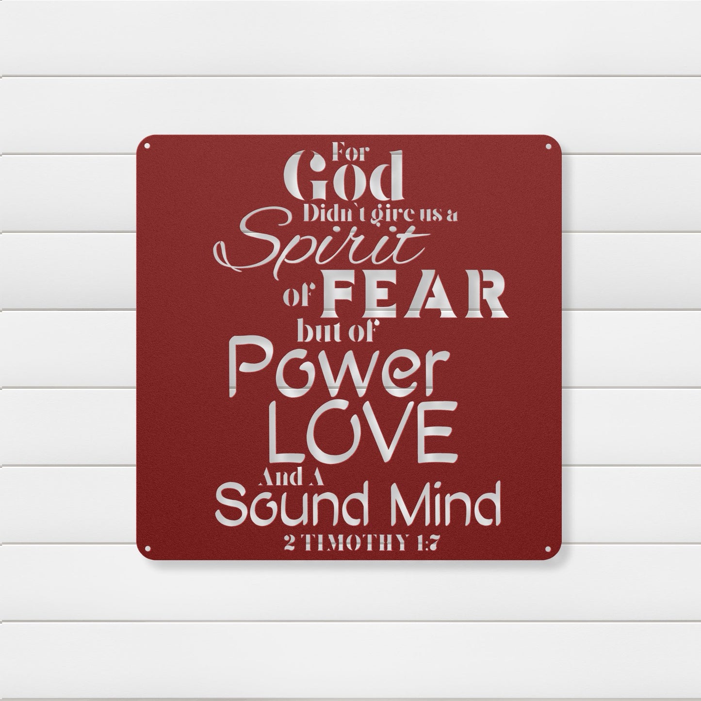 Fearless Strength 2 Timothy 1:7 Metal Wall Art
