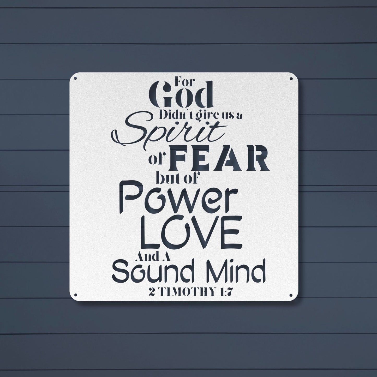 Fearless Strength 2 Timothy 1:7 Metal Wall Art