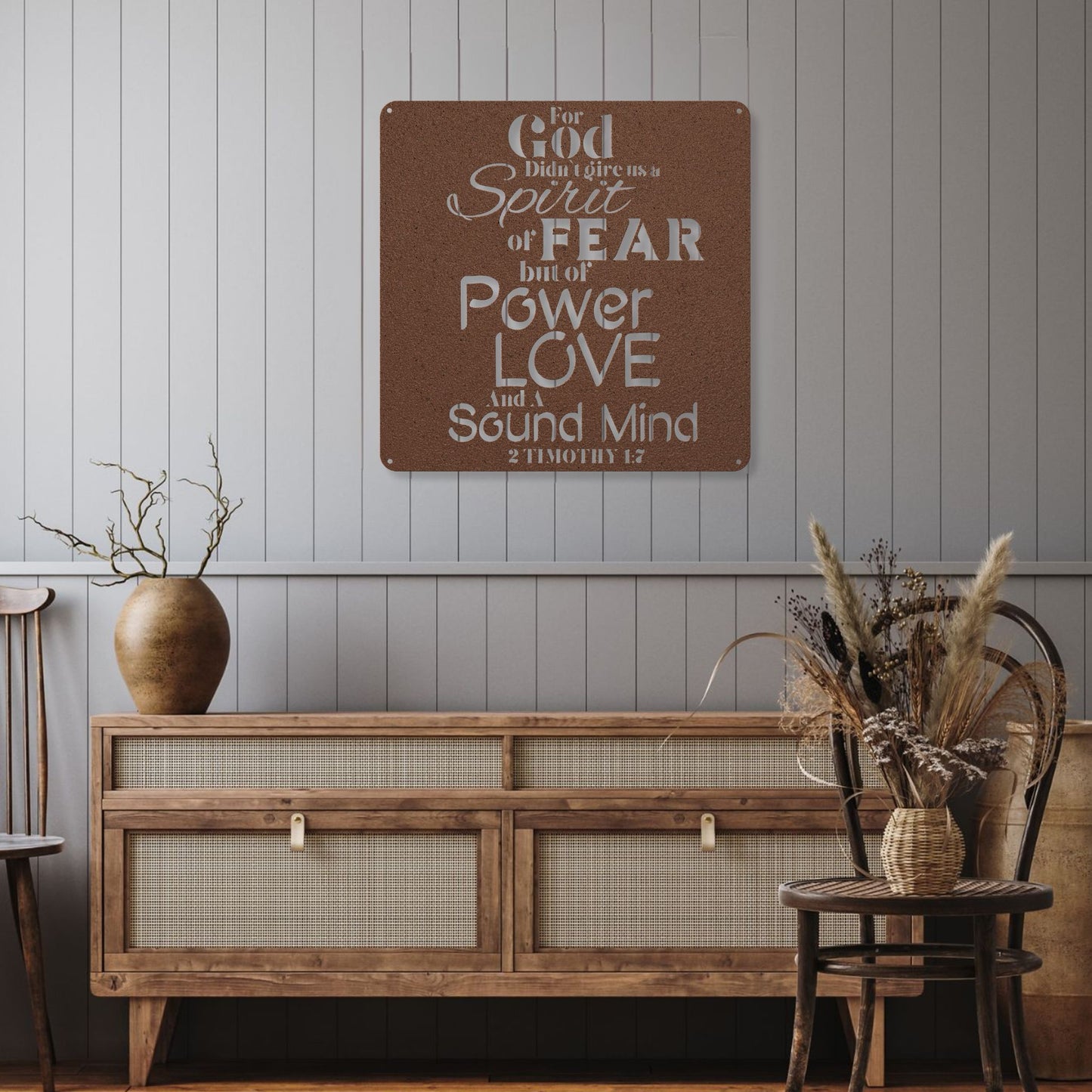 Fearless Strength 2 Timothy 1:7 Metal Wall Art