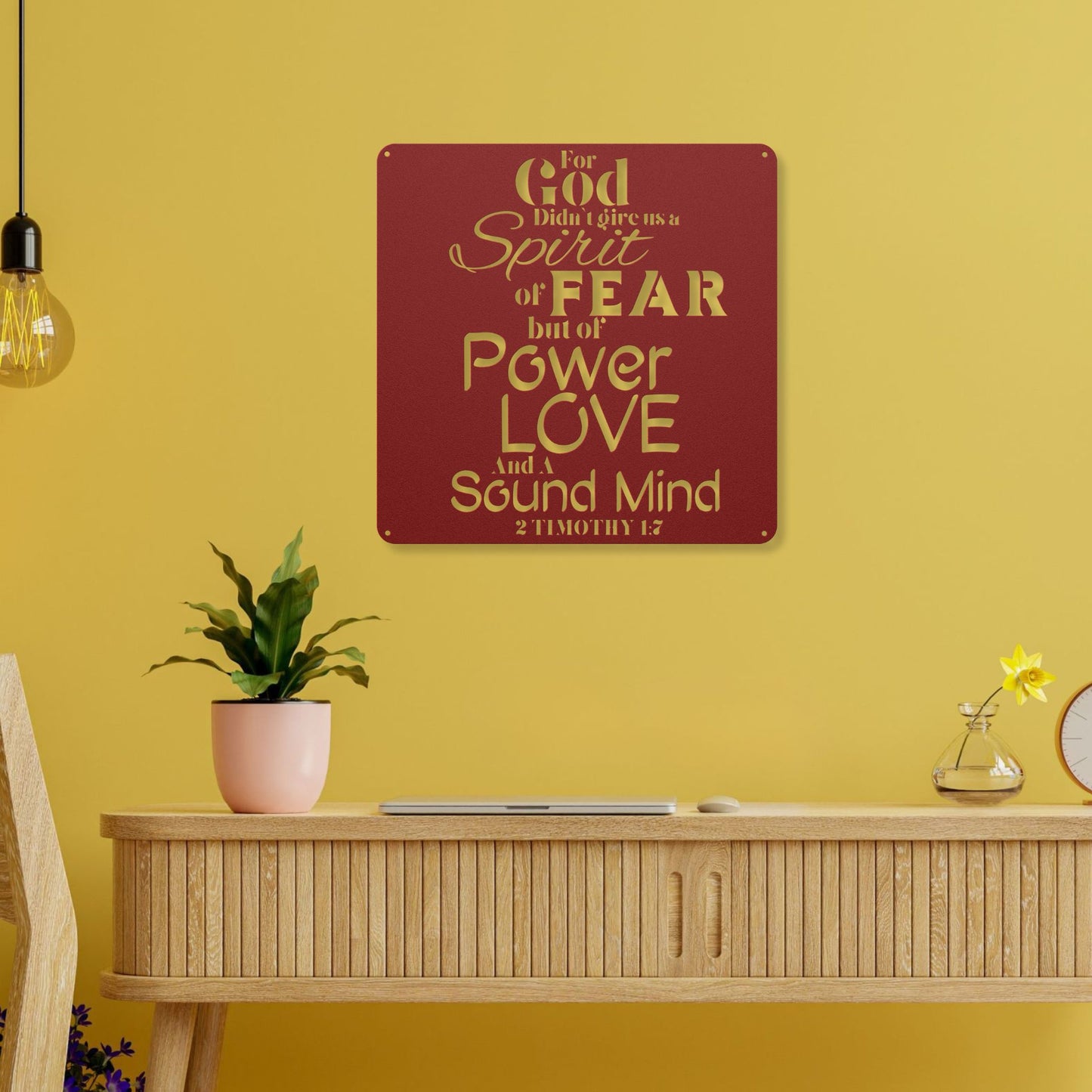 Fearless Strength 2 Timothy 1:7 Metal Wall Art