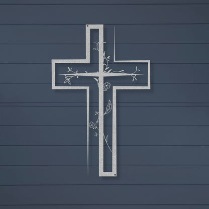 Floral Cross Metal Wall Art