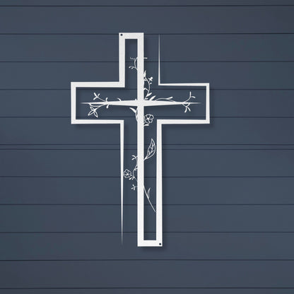 Floral Cross Metal Wall Art