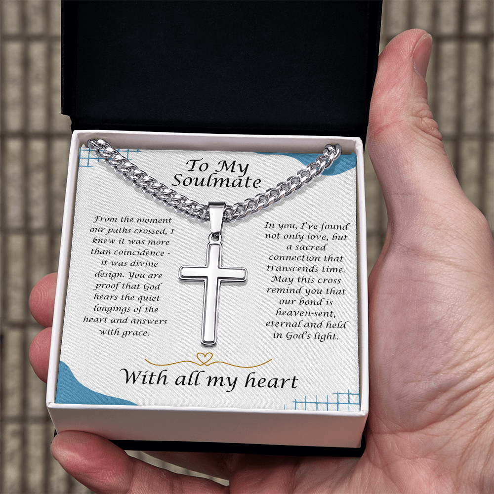 To My Soulmate - Divine Design - Artisan Cross Cuba Link Necklace