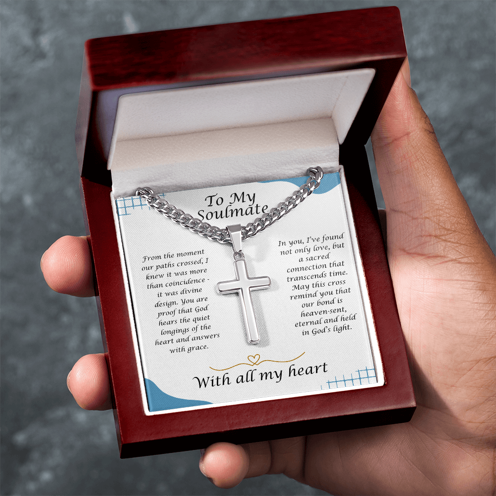 To My Soulmate - Divine Design - Artisan Cross Cuba Link Necklace