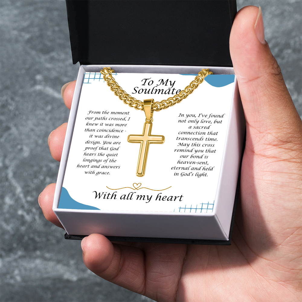 To My Soulmate - Divine Design - Artisan Cross Cuba Link Necklace