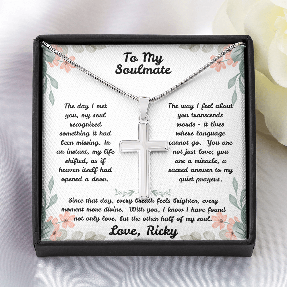 To My Soulmate - Sacred Answer - Artisan Cross Necklace