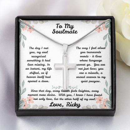 To My Soulmate - Sacred Answer - Artisan Cross Necklace