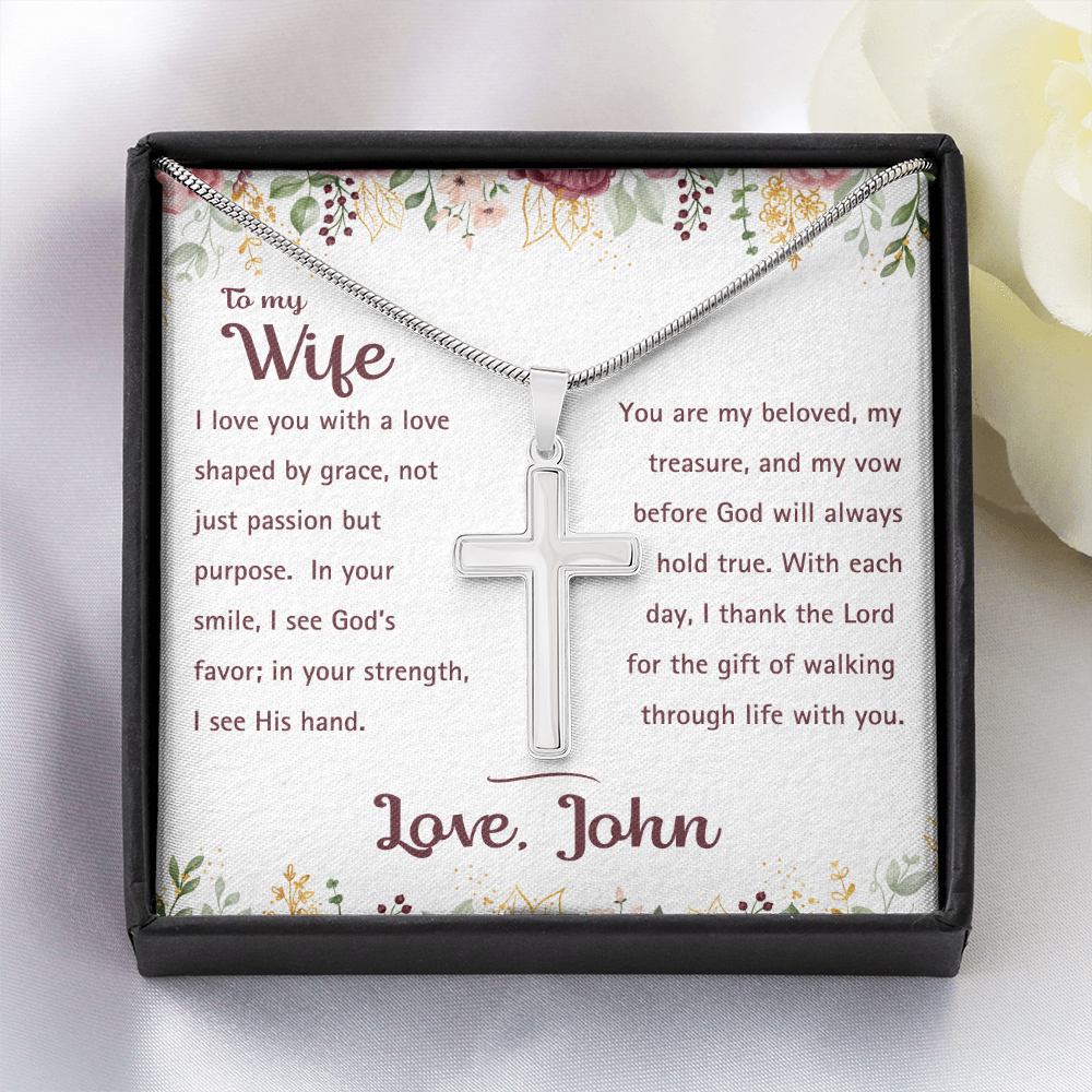 To My Wife - God's Favor - Artisan Cross Necklace 4