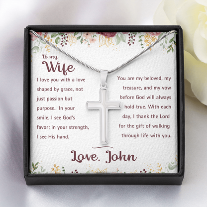 To My Wife - God's Favor - Artisan Cross Necklace 4