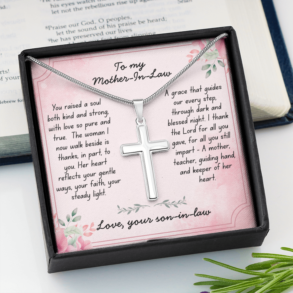 To My Mother-In-Law - With Grace -  Artisan Cross Necklace