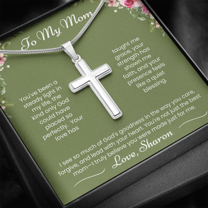 To My Mom - Steady Light - Artisan Cross Necklace