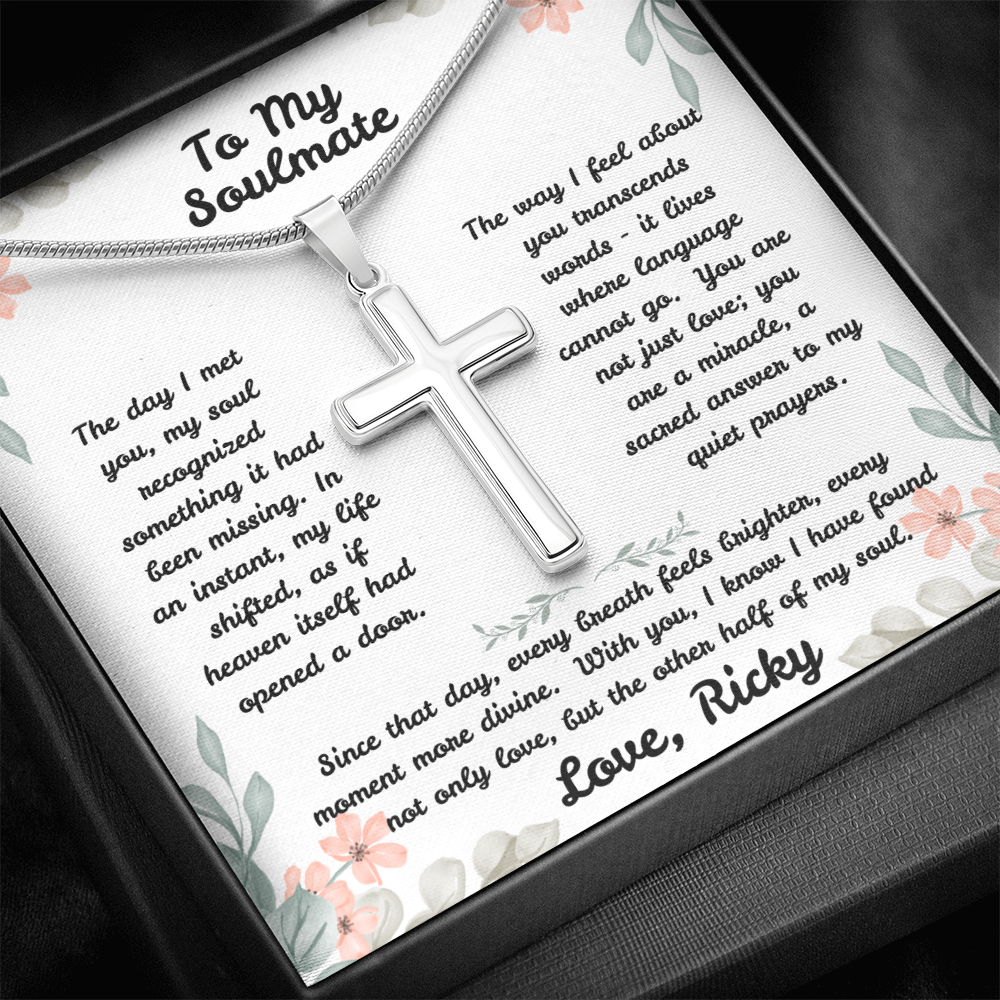 To My Soulmate - Sacred Answer - Artisan Cross Necklace