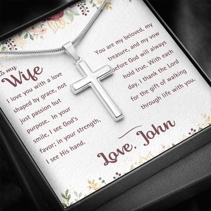 To My Wife - God's Favor - Artisan Cross Necklace 4