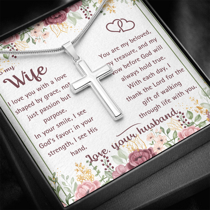 To My Wife - God's Favor - Artisan Cross Necklace