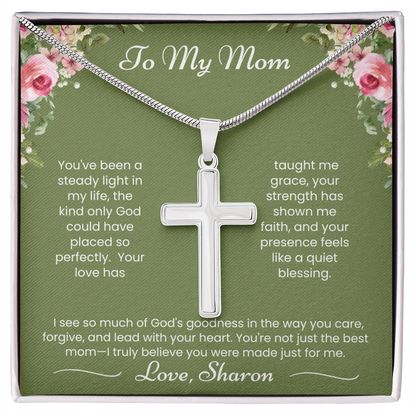 To My Mom - Steady Light - Artisan Cross Necklace