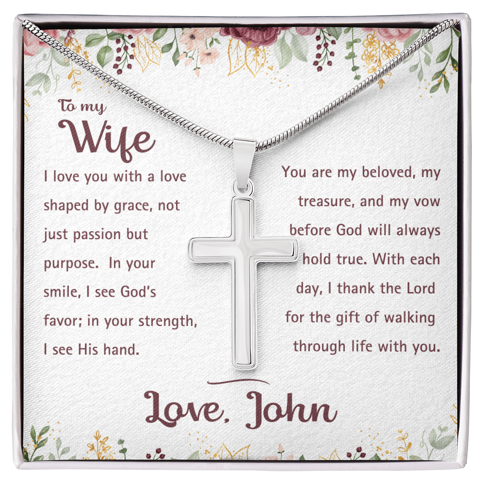 To My Wife - God's Favor - Artisan Cross Necklace 4