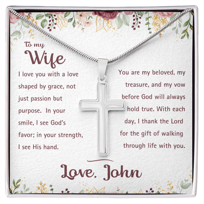 To My Wife - God's Favor - Artisan Cross Necklace 4