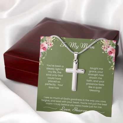To My Mom - Steady Light - Artisan Cross Necklace
