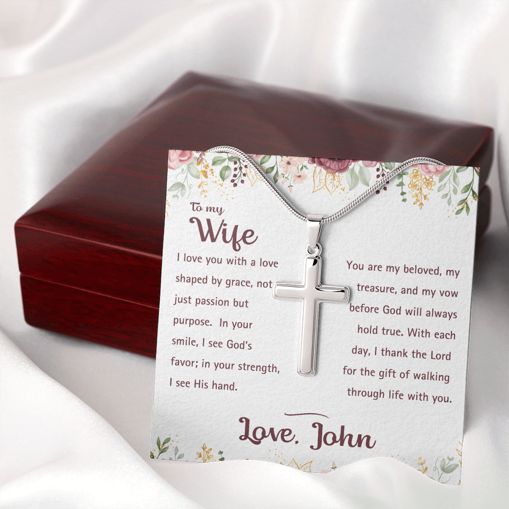 To My Wife - God's Favor - Artisan Cross Necklace 4