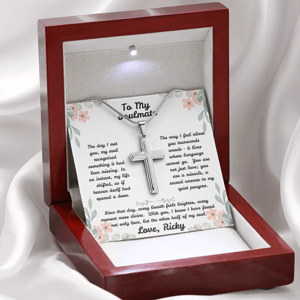 To My Soulmate - Sacred Answer - Artisan Cross Necklace