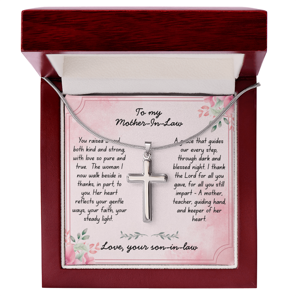 To My Mother-In-Law - With Grace -  Artisan Cross Necklace