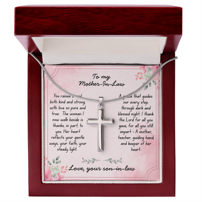 To My Mother-In-Law - With Grace -  Artisan Cross Necklace