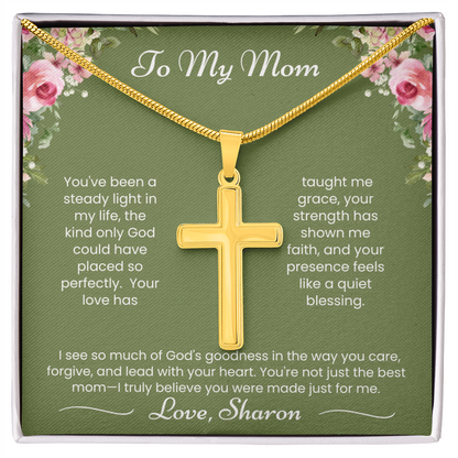 To My Mom - Steady Light - Artisan Cross Necklace