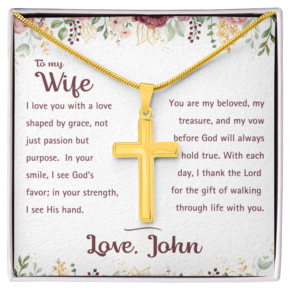 To My Wife - God's Favor - Artisan Cross Necklace 4