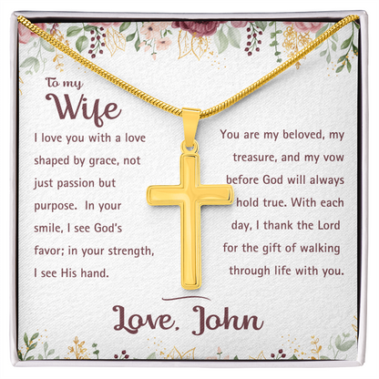To My Wife - God's Favor - Artisan Cross Necklace 4