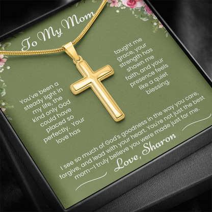 To My Mom - Steady Light - Artisan Cross Necklace