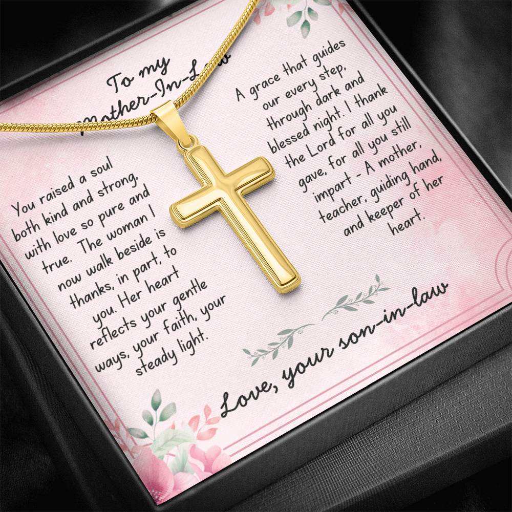 To My Mother-In-Law - With Grace -  Artisan Cross Necklace