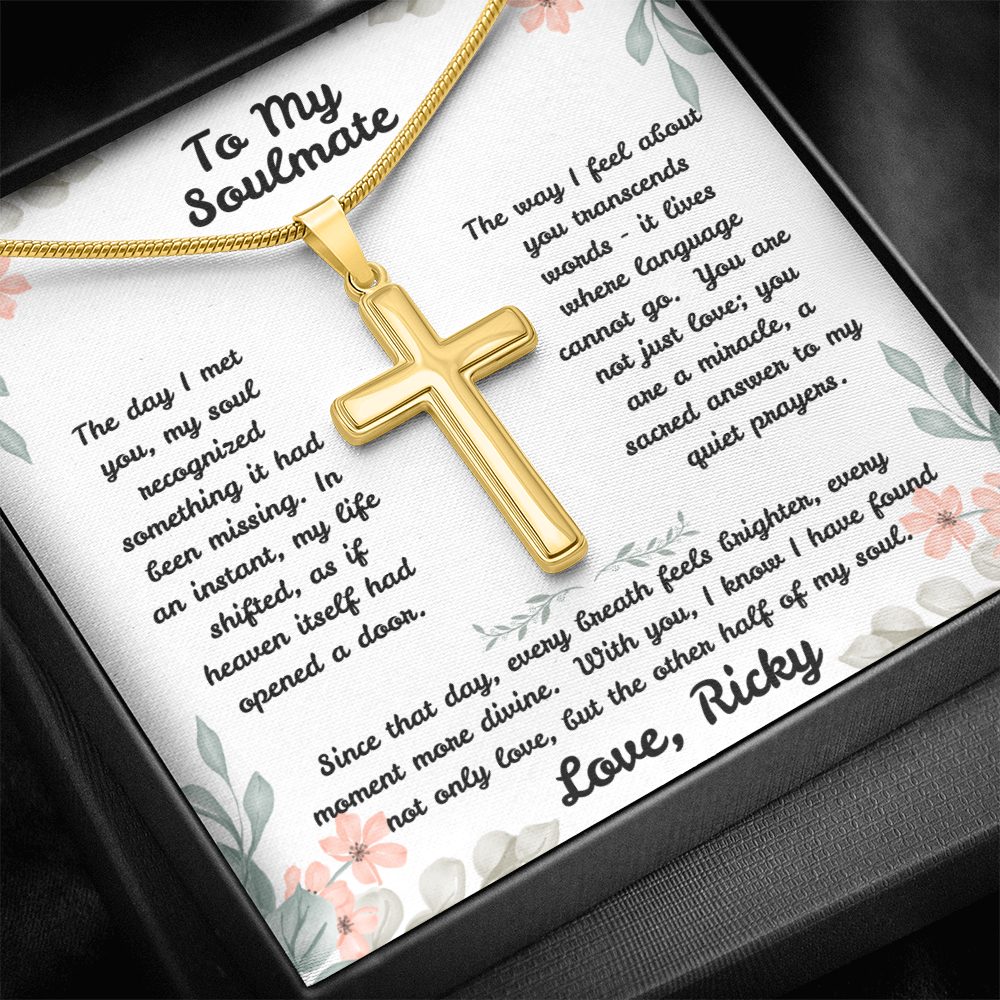 To My Soulmate - Sacred Answer - Artisan Cross Necklace