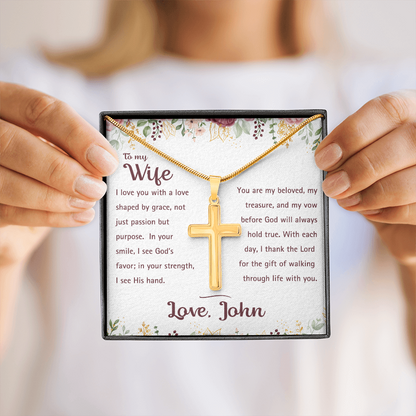 To My Wife - God's Favor - Artisan Cross Necklace 4