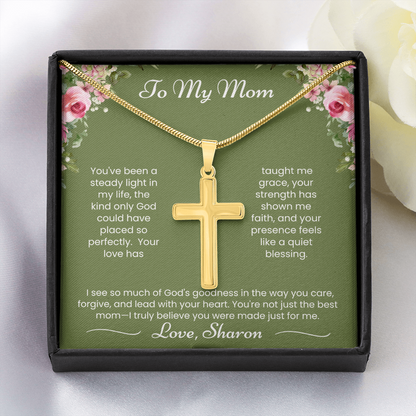 To My Mom - Steady Light - Artisan Cross Necklace