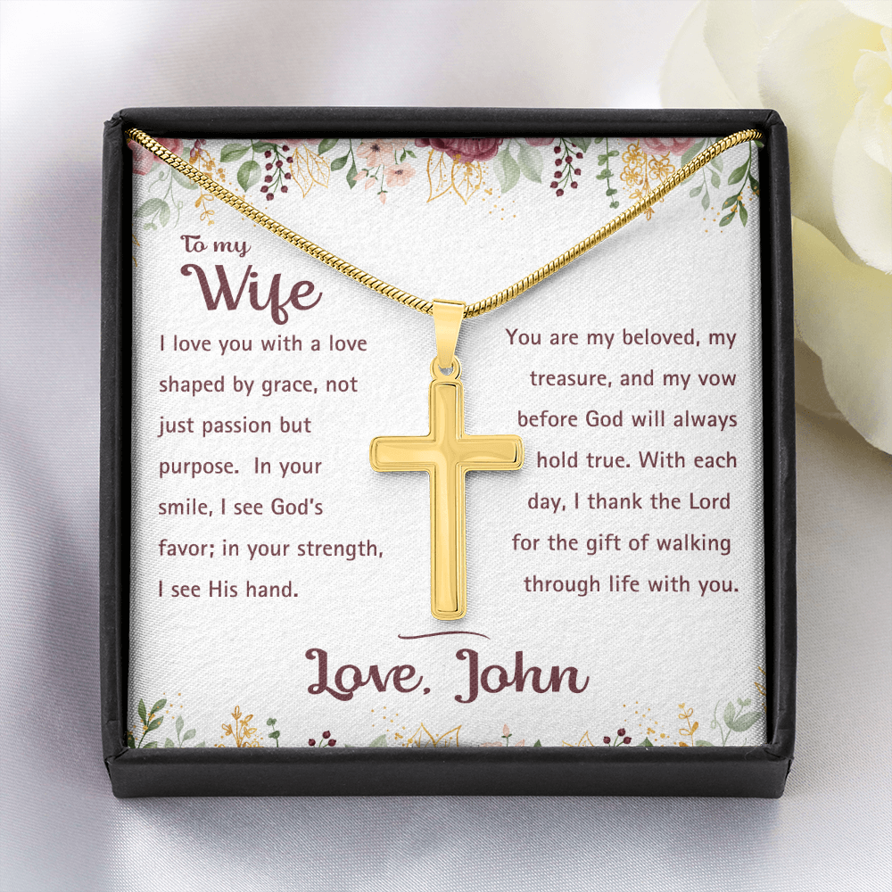 To My Wife - God's Favor - Artisan Cross Necklace 4