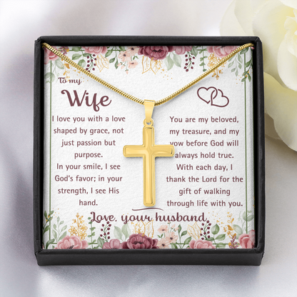 To My Wife - God's Favor - Artisan Cross Necklace