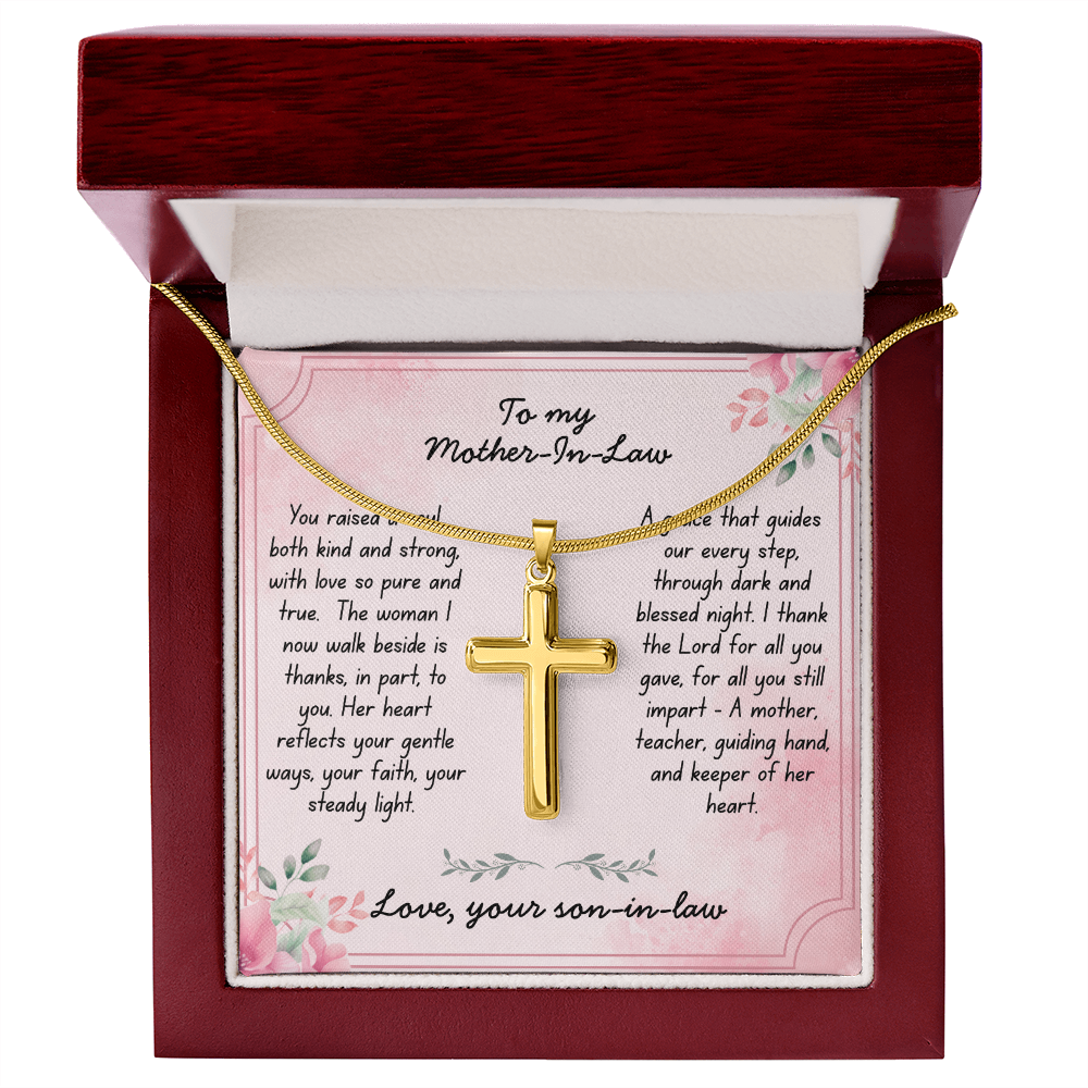 To My Mother-In-Law - With Grace -  Artisan Cross Necklace