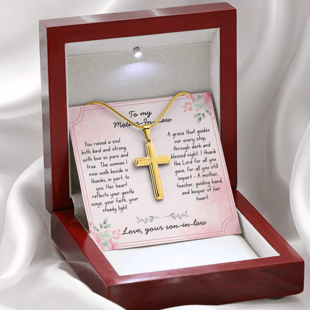 To My Mother-In-Law - With Grace -  Artisan Cross Necklace