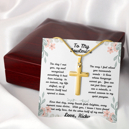 To My Soulmate - Sacred Answer - Artisan Cross Necklace