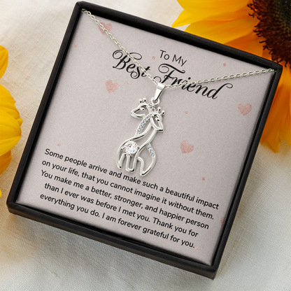 To My Best Friend - Grateful - Giraffe Necklace