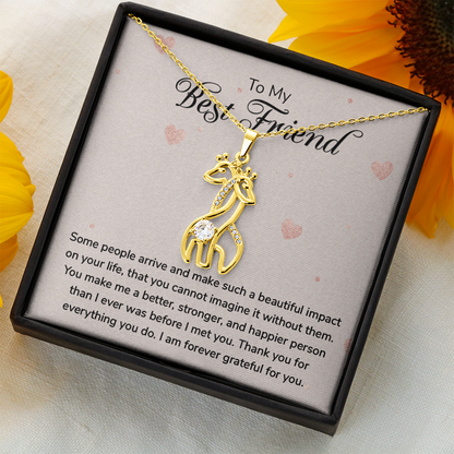To My Best Friend - Grateful - Giraffe Necklace